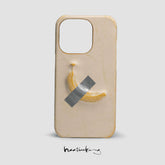 Installation art banana design genuine leather handmade cowhide creative mobile phone case suitable for iPhone16pro 15promax original niche interesting Apple protective case yellow leather 17pro