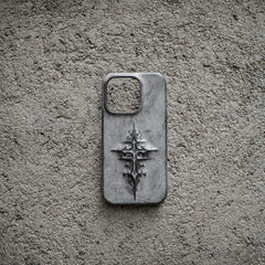 Handmade matte wax genuine leather cross three-dimensional sculpture mobile phone case, dark gothic niche art and high-end sense, suitable for Apple iPhone17pro/16promax/15