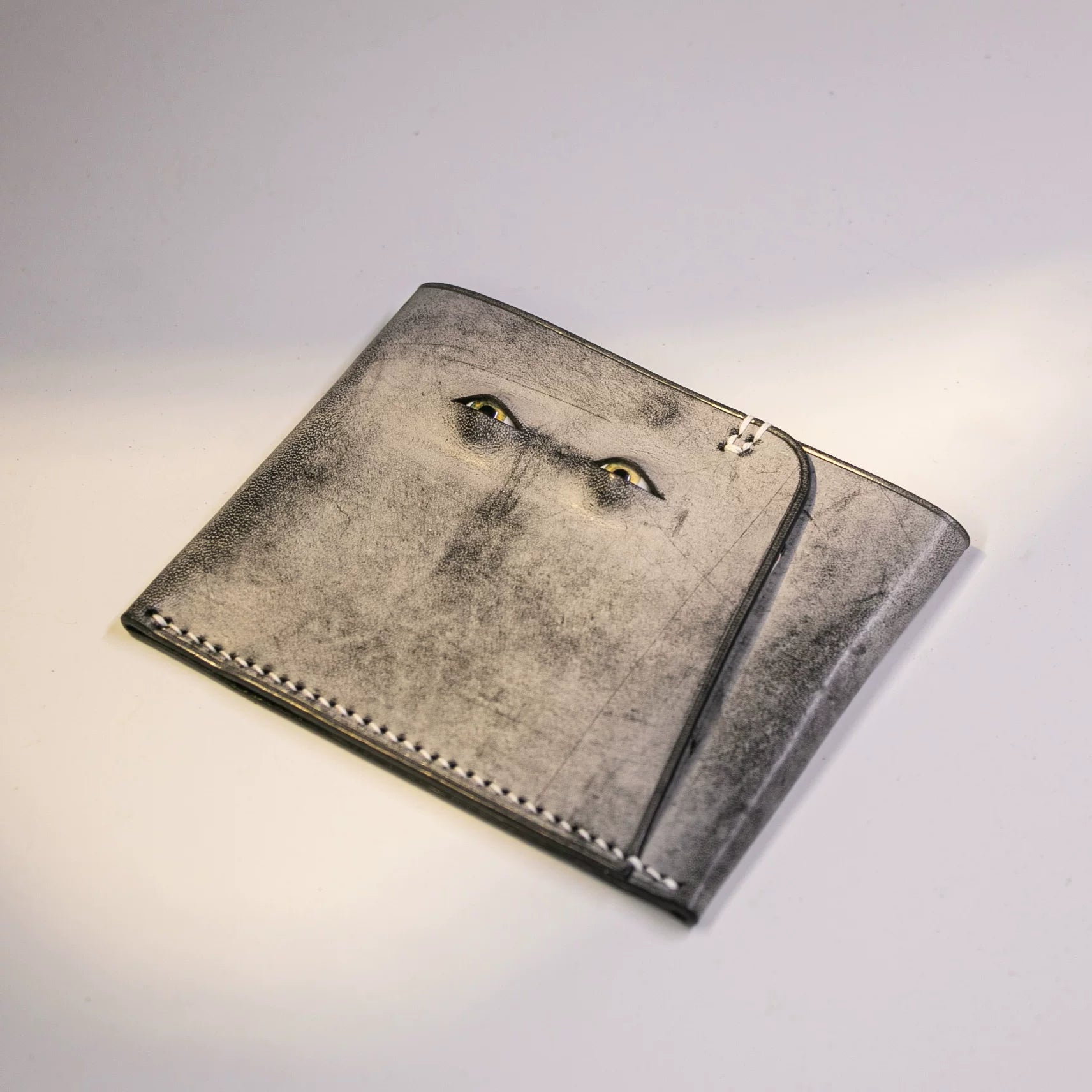 Handmade Card Bag Youth Wallet Card Slot Cowhide Niche Creative Eye Gift Genuine Leather Handmade Leather Goods Storage Bag