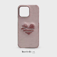 Soul's bondage sculpture shape hand-made matte wax cowhide mobile phone case art original jewelry accessories suitable for Apple 16promax17pro15promax heart design 14pro gift