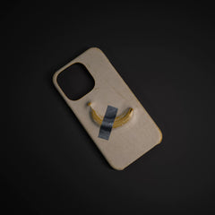 Installation art banana design genuine leather handmade cowhide creative mobile phone case suitable for iPhone16pro 15promax original niche interesting Apple protective case yellow leather 17pro