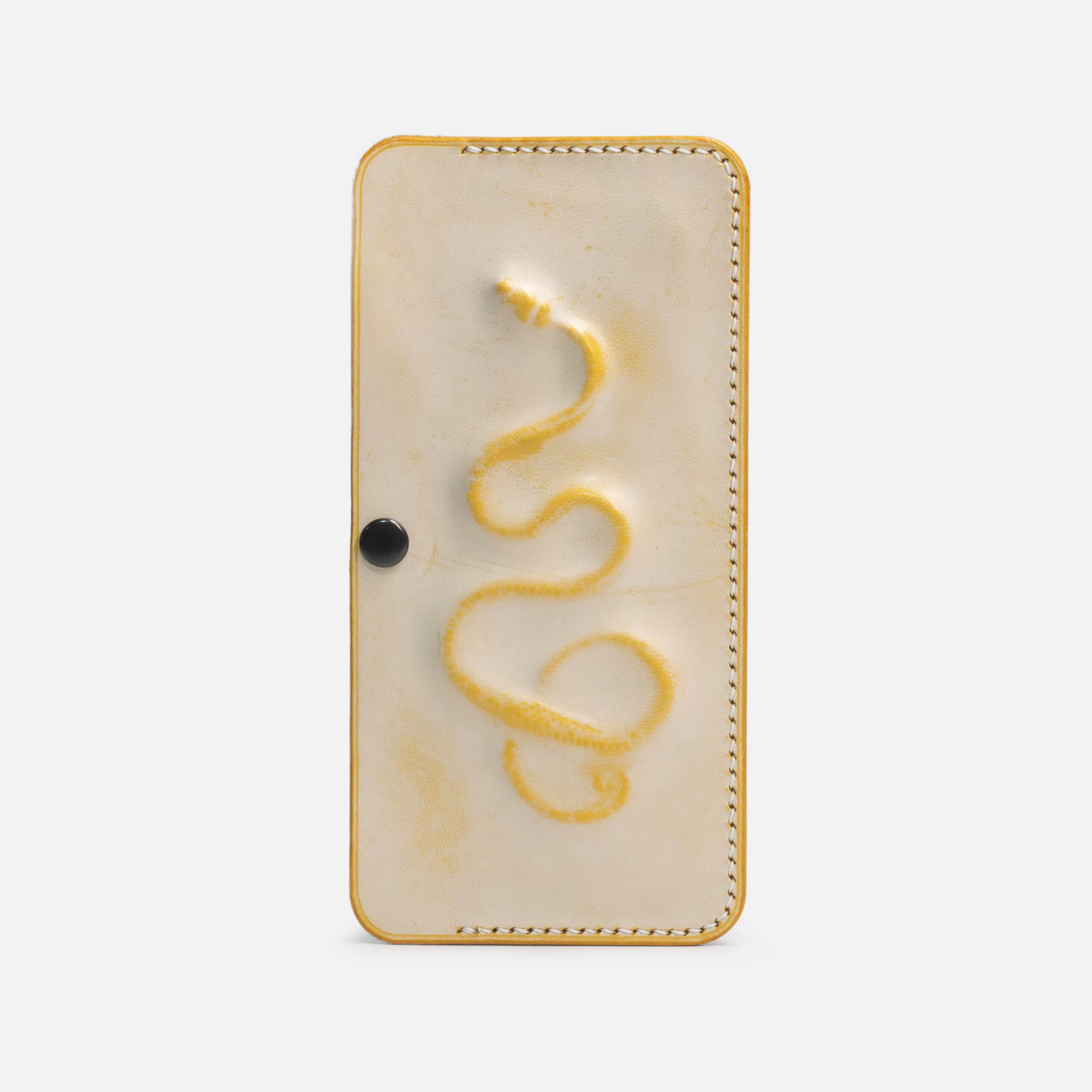 Handmade card holder coin purse portable embossed creative snake-shaped cowhide lemon yellow shape snake pattern Year of the Snake high-end sense