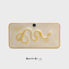 Handmade card holder coin purse portable embossed creative snake-shaped cowhide lemon yellow shape snake pattern Year of the Snake high-end sense