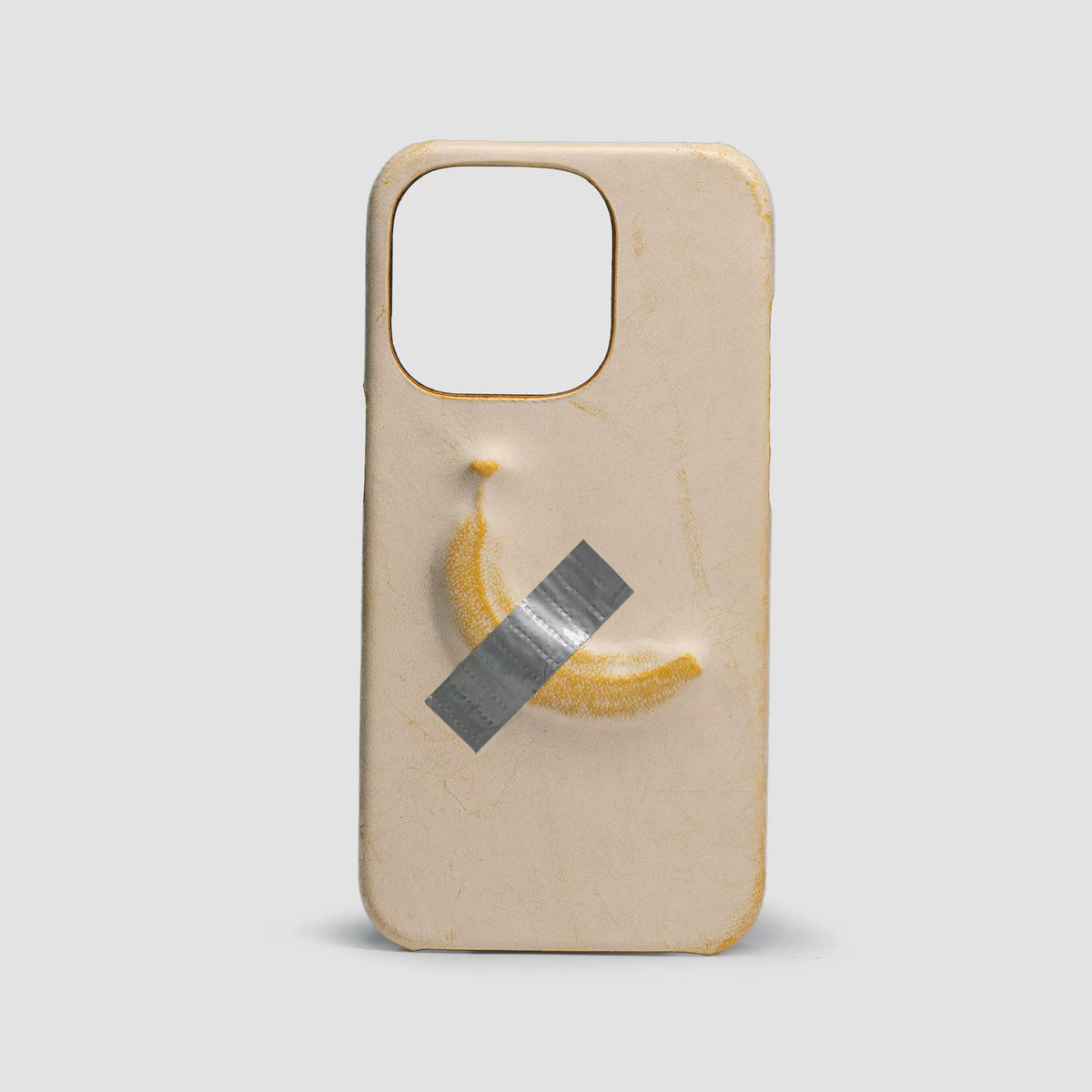 Installation art banana design genuine leather handmade cowhide creative mobile phone case suitable for iPhone16pro 15promax original niche interesting Apple protective case yellow leather 17pro