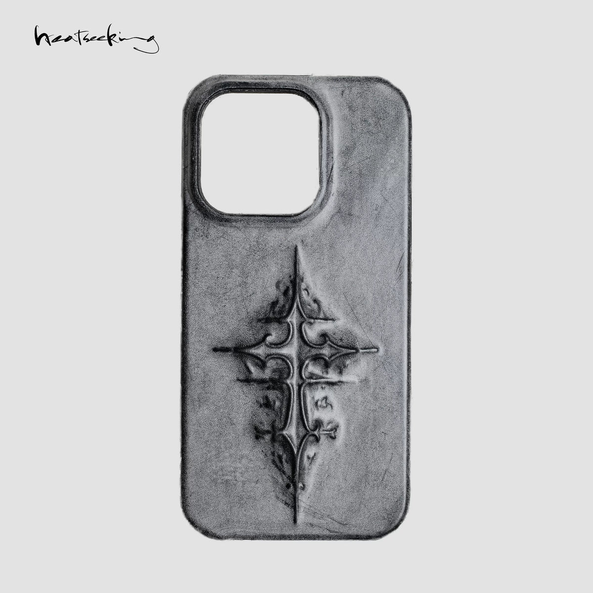 Handmade matte wax genuine leather cross three-dimensional sculpture mobile phone case, dark gothic niche art and high-end sense, suitable for Apple iPhone17pro/16promax/15