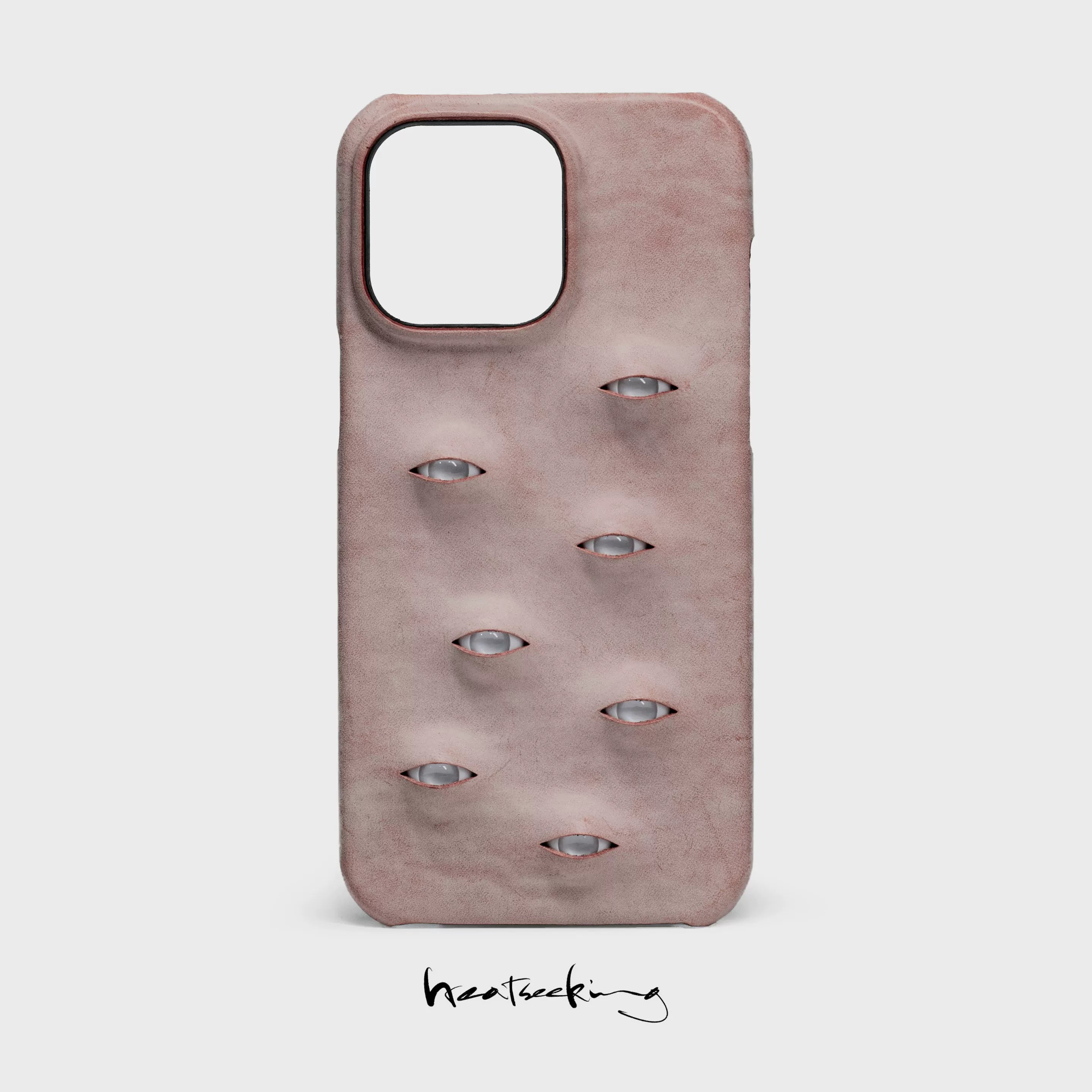 Italian A++ pink handmade cowhide mobile phone case suitable for iphone16pro leather case eye creative matte powder 15 handmade genuine leather 14promax16promax advanced multi-eye