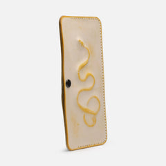 Handmade card holder coin purse portable embossed creative snake-shaped cowhide lemon yellow shape snake pattern Year of the Snake high-end sense